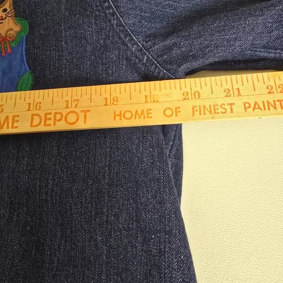 Westbound Denim Christmas Cat Lady Kittens Embroidered Shirt Button Up 90s M - Picture 11 of 13